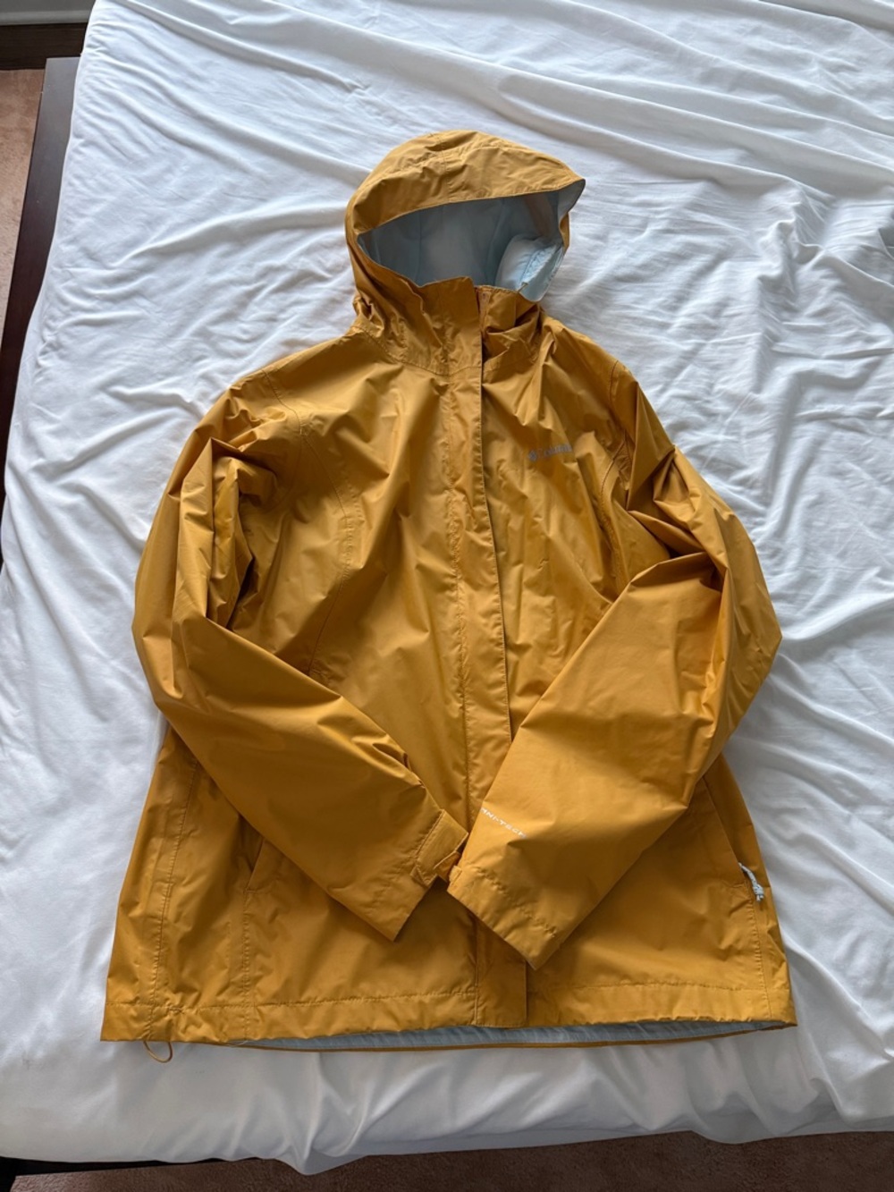 Columbia Mustard Yellow Hooded Rain Jacket